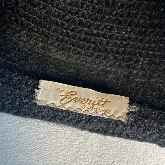 Vintage Pillbox Hat Navy Blue Grosgrain Military Vibe Button with Ribbon Everitt - Picture 2 of 8